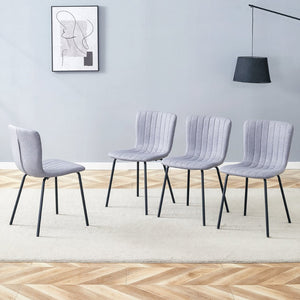 English Elm Luxury Molded Dining Chair Set of 4 with Powder Coated Black Metal Legs Modern W1151P262796
