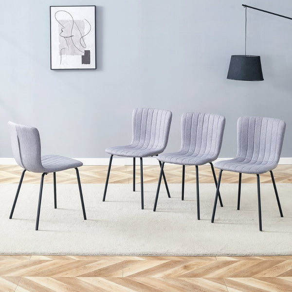 English Elm Luxury Molded Dining Chair Set of 4 with Powder Coated Black Metal Legs Modern W1151P262796