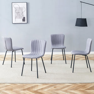 English Elm Luxury Molded Dining Chair Set of 4 with Powder Coated Black Metal Legs Modern W1151P262796