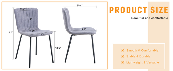 English Elm Luxury Molded Dining Chair Set of 4 with Powder Coated Black Metal Legs Modern W1151P262796