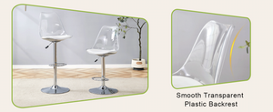 English Elm Modern Acrylic Swivel Barstools with White Pu Cushion Adjustable Height Set of Two W1151P263177
