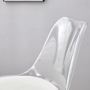English Elm Modern Acrylic Swivel Barstools with White Pu Cushion Adjustable Height Set of Two W1151P263177
