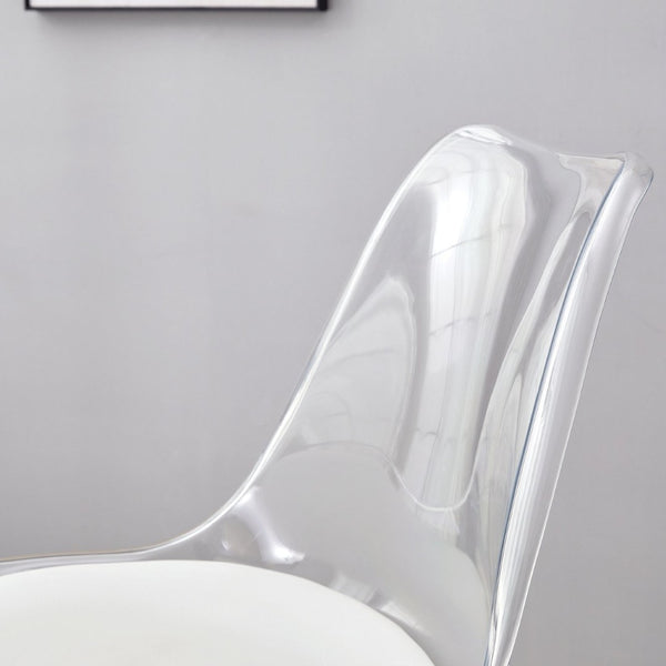 English Elm Modern Acrylic Swivel Barstools with White Pu Cushion Adjustable Height Set of Two W1151P263177