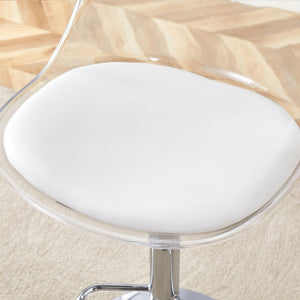 English Elm Modern Acrylic Swivel Barstools with White Pu Cushion Adjustable Height Set of Two W1151P263177