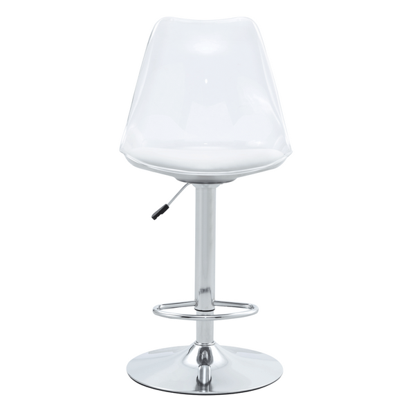 English Elm Modern Acrylic Swivel Barstools with White Pu Cushion Adjustable Height Set of Two W1151P263177