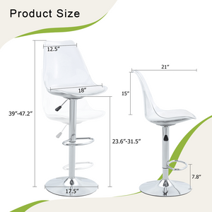 English Elm Modern Acrylic Swivel Barstools with White Pu Cushion Adjustable Height Set of Two W1151P263177
