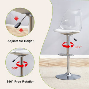 English Elm Modern Acrylic Swivel Barstools with White Pu Cushion Adjustable Height Set of Two W1151P263177