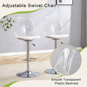 English Elm Modern Acrylic Swivel Barstools with White Pu Cushion Adjustable Height Set of Two W1151P263177