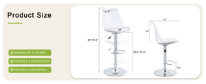 English Elm Modern Acrylic Swivel Barstools with White Pu Cushion Adjustable Height Set of Two W1151P263177