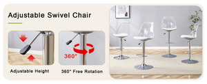English Elm Modern Acrylic Swivel Barstools with White Pu Cushion Adjustable Height Set of Two W1151P263177