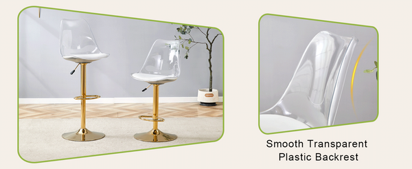 English Elm Modern Acrylic Swivel Barstools with White Pu Cushion and Gold Base Set of Two W1151P263180
