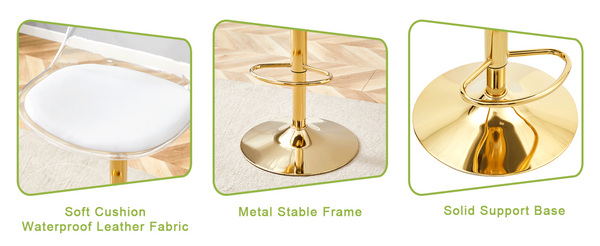 English Elm Modern Acrylic Swivel Barstools with White Pu Cushion and Gold Base Set of Two W1151P263180
