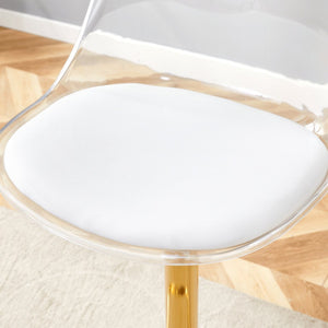 English Elm Modern Acrylic Swivel Barstools with White Pu Cushion and Gold Base Set of Two W1151P263180