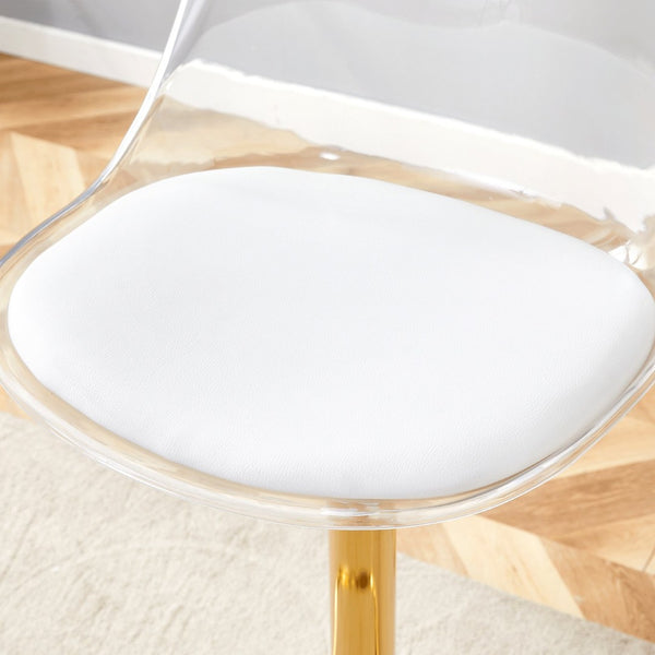 English Elm Modern Acrylic Swivel Barstools with White Pu Cushion and Gold Base Set of Two W1151P263180