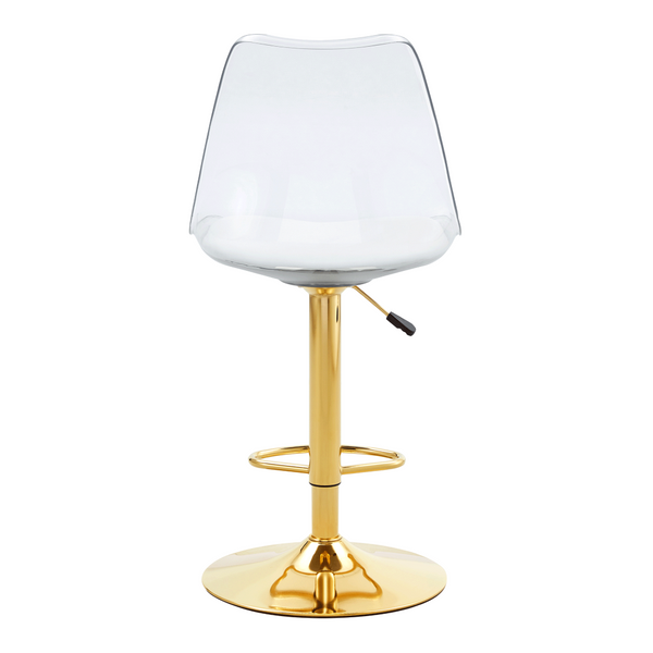 English Elm Modern Acrylic Swivel Barstools with White Pu Cushion and Gold Base Set of Two W1151P263180