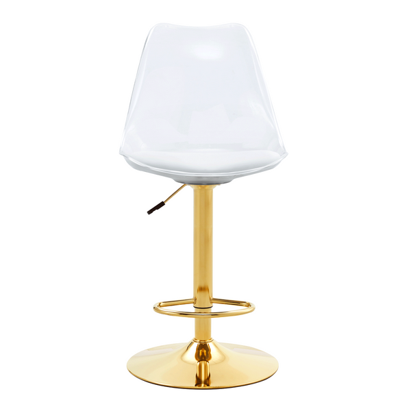 English Elm Modern Acrylic Swivel Barstools with White Pu Cushion and Gold Base Set of Two W1151P263180