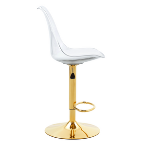 English Elm Modern Acrylic Swivel Barstools with White Pu Cushion and Gold Base Set of Two W1151P263180