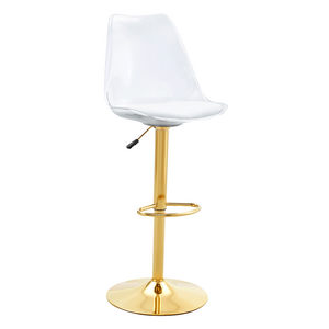 English Elm Modern Acrylic Swivel Barstools with White Pu Cushion and Gold Base Set of Two W1151P263180