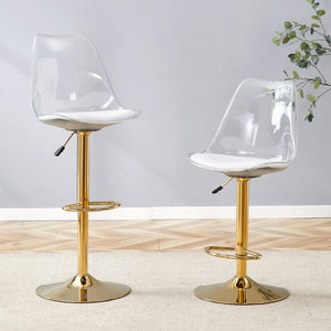 English Elm Modern Acrylic Swivel Barstools with White Pu Cushion and Gold Base Set of Two W1151P263180