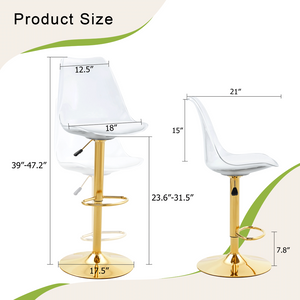 English Elm Modern Acrylic Swivel Barstools with White Pu Cushion and Gold Base Set of Two W1151P263180