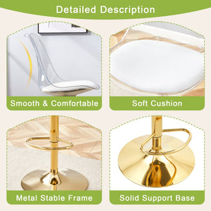 English Elm Modern Acrylic Swivel Barstools with White Pu Cushion and Gold Base Set of Two W1151P263180
