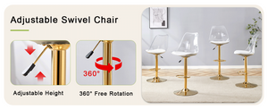 English Elm Modern Acrylic Swivel Barstools with White Pu Cushion and Gold Base Set of Two W1151P263180