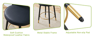 English Elm 360 Swivel Pu Leather Barstools with Matte Black Legs Ergonomic Kitchen Counter Seating W1151P265582