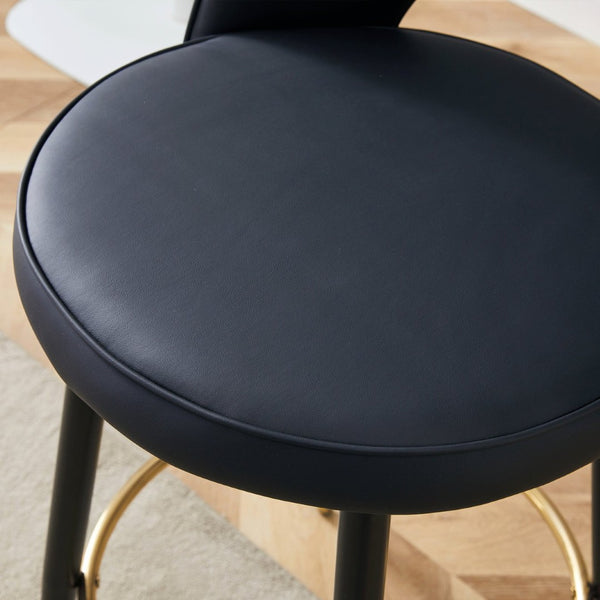 English Elm 360 Swivel Pu Leather Barstools with Matte Black Legs Ergonomic Kitchen Counter Seating W1151P265582