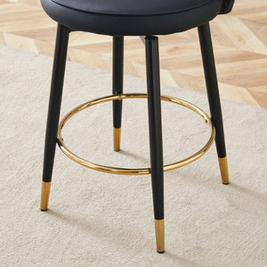 English Elm 360 Swivel Pu Leather Barstools with Matte Black Legs Ergonomic Kitchen Counter Seating W1151P265582