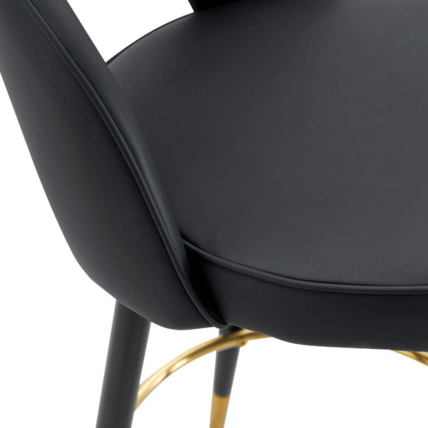 English Elm 360 Swivel Pu Leather Barstools with Matte Black Legs Ergonomic Kitchen Counter Seating W1151P265582