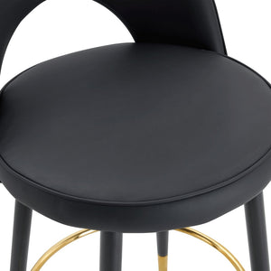 English Elm 360 Swivel Pu Leather Barstools with Matte Black Legs Ergonomic Kitchen Counter Seating W1151P265582