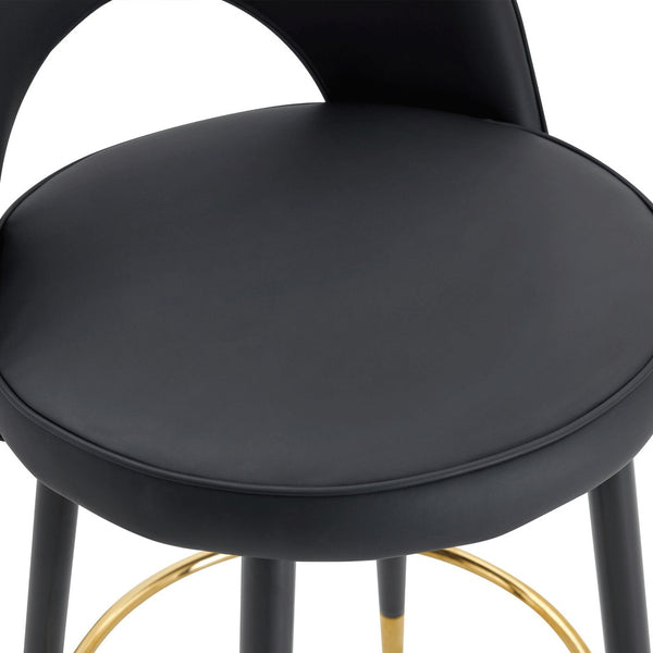 English Elm 360 Swivel Pu Leather Barstools with Matte Black Legs Ergonomic Kitchen Counter Seating W1151P265582