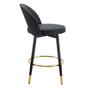 English Elm 360 Swivel Pu Leather Barstools with Matte Black Legs Ergonomic Kitchen Counter Seating W1151P265582