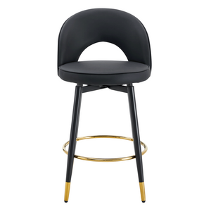 English Elm 360 Swivel Pu Leather Barstools with Matte Black Legs Ergonomic Kitchen Counter Seating W1151P265582