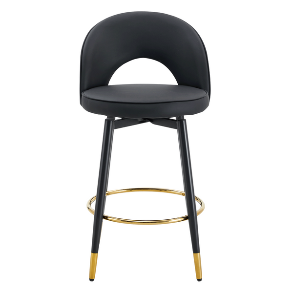English Elm 360 Swivel Pu Leather Barstools with Matte Black Legs Ergonomic Kitchen Counter Seating W1151P265582