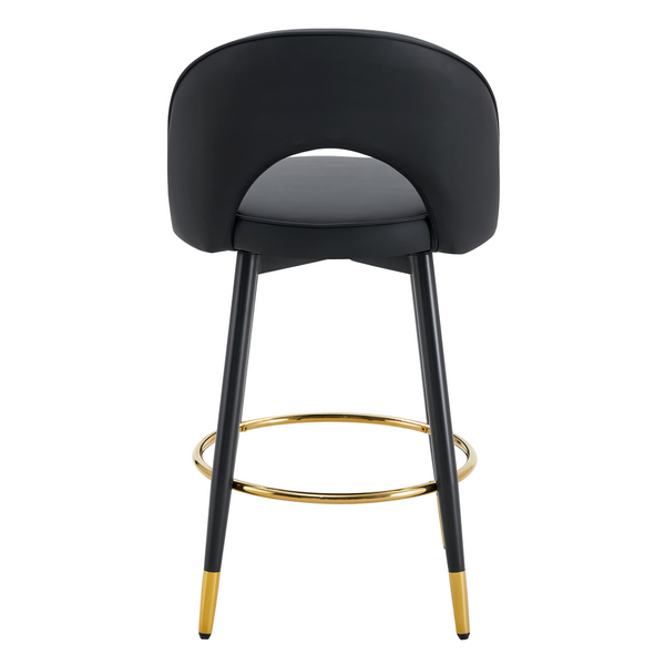 English Elm 360 Swivel Pu Leather Barstools with Matte Black Legs Ergonomic Kitchen Counter Seating W1151P265582