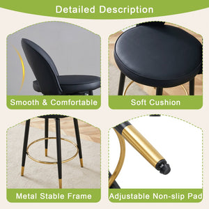 English Elm 360 Swivel Pu Leather Barstools with Matte Black Legs Ergonomic Kitchen Counter Seating W1151P265582