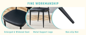 English Elm Black PU Leather Dining Chair Set of Four with Ergonomic Curved Back and Steel Legs W1151P268063