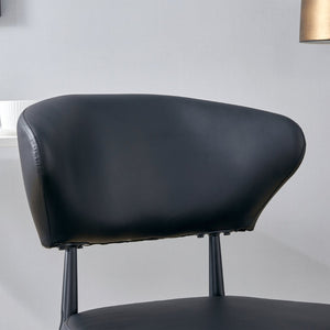 English Elm Black PU Leather Dining Chair Set of Four with Ergonomic Curved Back and Steel Legs W1151P268063