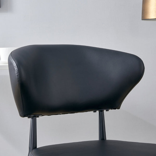 English Elm Black PU Leather Dining Chair Set of Four with Ergonomic Curved Back and Steel Legs W1151P268063
