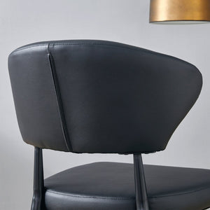 English Elm Black PU Leather Dining Chair Set of Four with Ergonomic Curved Back and Steel Legs W1151P268063