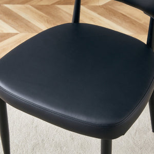 English Elm Black PU Leather Dining Chair Set of Four with Ergonomic Curved Back and Steel Legs W1151P268063