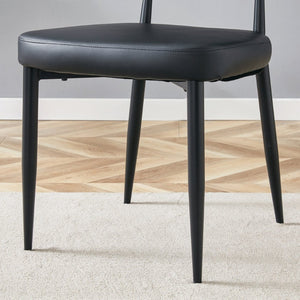 English Elm Black PU Leather Dining Chair Set of Four with Ergonomic Curved Back and Steel Legs W1151P268063