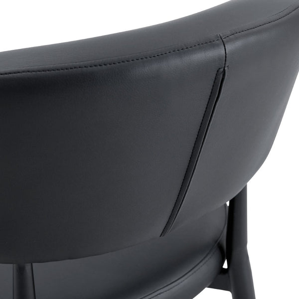 English Elm Black PU Leather Dining Chair Set of Four with Ergonomic Curved Back and Steel Legs W1151P268063