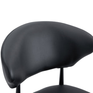 English Elm Black PU Leather Dining Chair Set of Four with Ergonomic Curved Back and Steel Legs W1151P268063