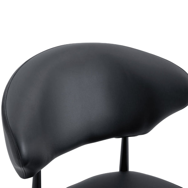 English Elm Black PU Leather Dining Chair Set of Four with Ergonomic Curved Back and Steel Legs W1151P268063