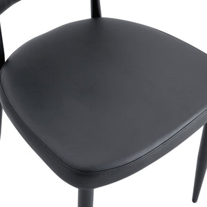 English Elm Black PU Leather Dining Chair Set of Four with Ergonomic Curved Back and Steel Legs W1151P268063