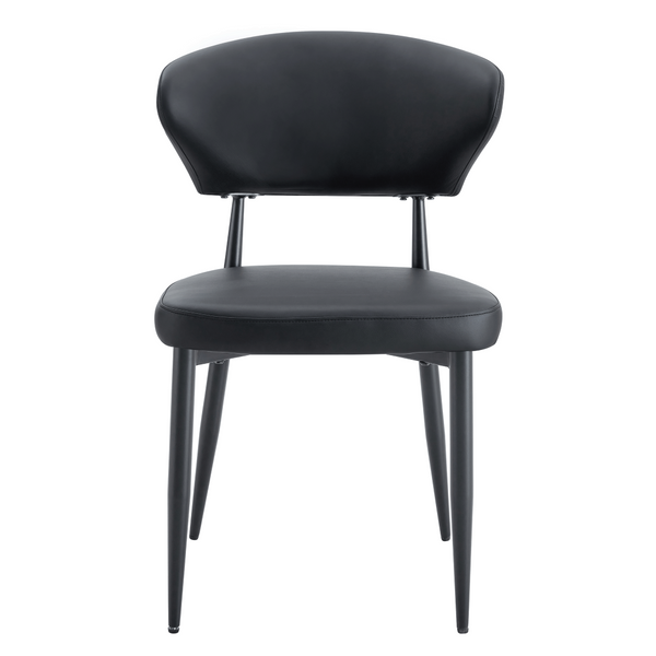 English Elm Black PU Leather Dining Chair Set of Four with Ergonomic Curved Back and Steel Legs W1151P268063
