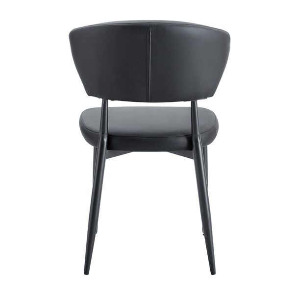 English Elm Black PU Leather Dining Chair Set of Four with Ergonomic Curved Back and Steel Legs W1151P268063