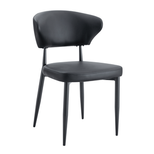 English Elm Black PU Leather Dining Chair Set of Four with Ergonomic Curved Back and Steel Legs W1151P268063